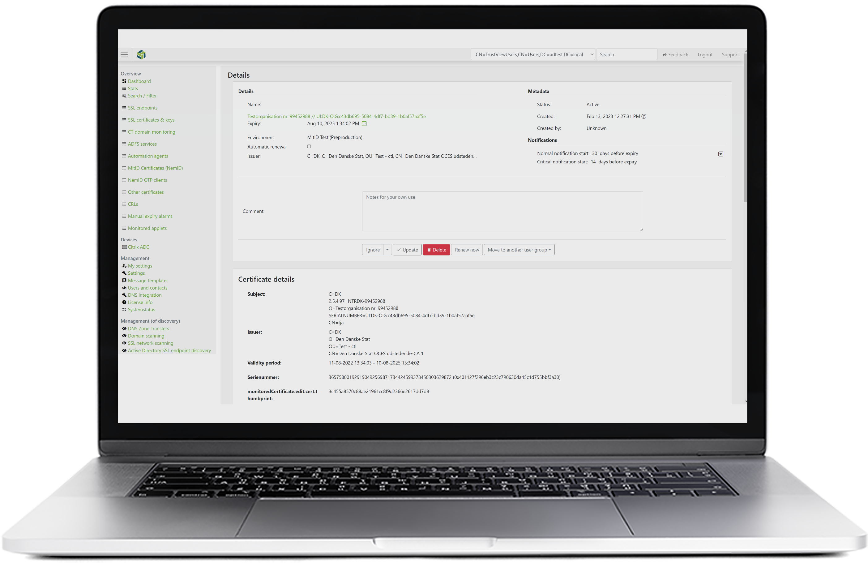 TrustView MitID Erhverv Module